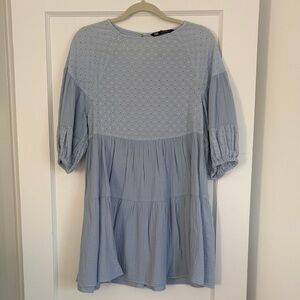 Light Blue Eyelet Tiered Women's Dress